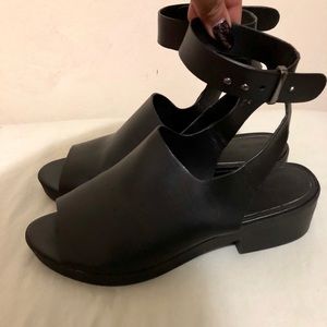 Black Cuffed Ankle Strapped Sandals